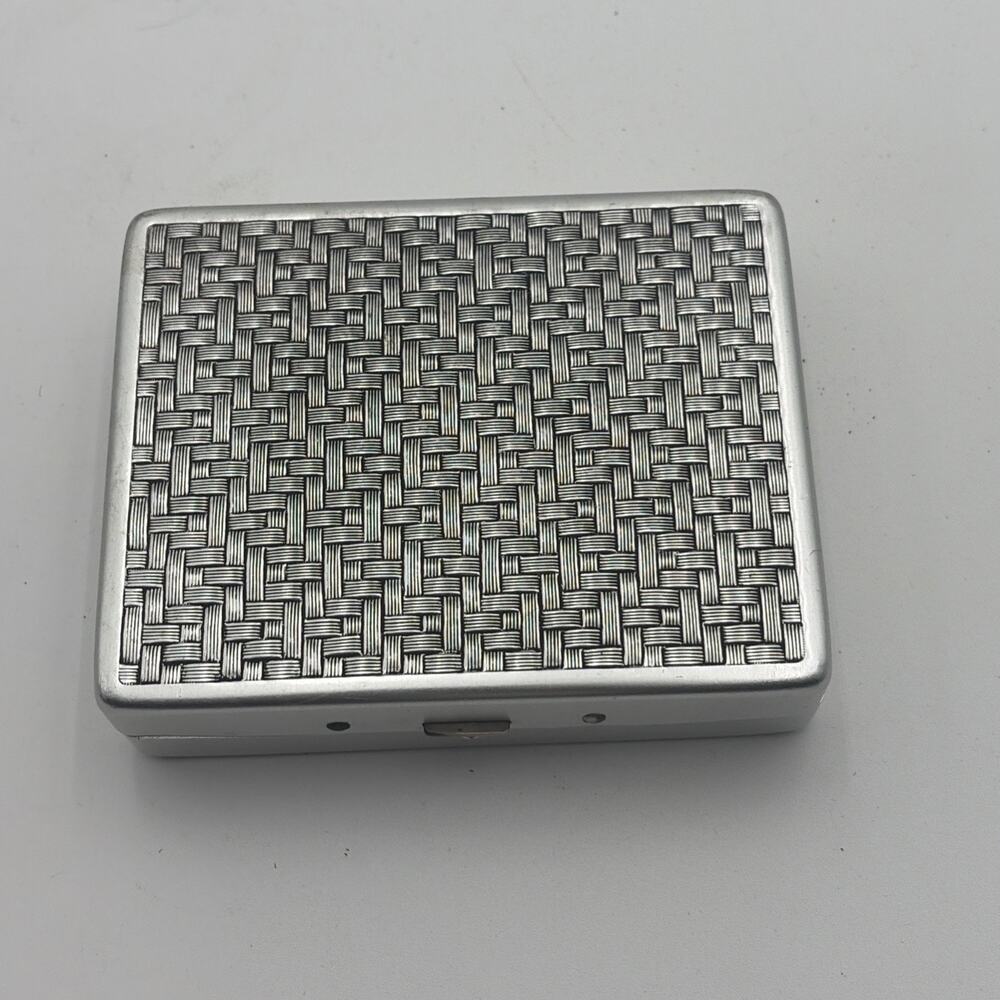 Vintage Metal 2 Deck Playing Card Case Beautifully Carved Silver Tone Hinged Box